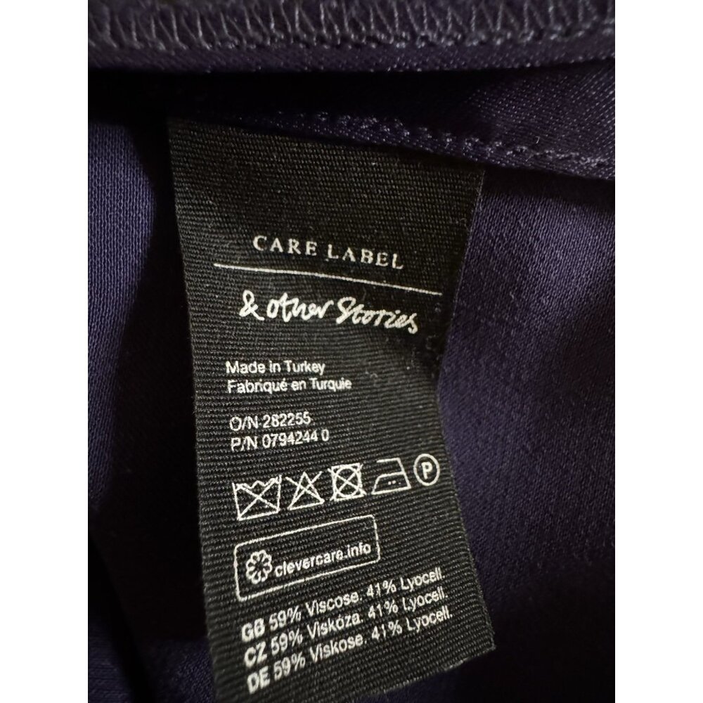 & Other Stories Midi Dress 10 Purple 3/4 Long Sleeve Stretch 20's Retro NWT - Picture 6 of 10
